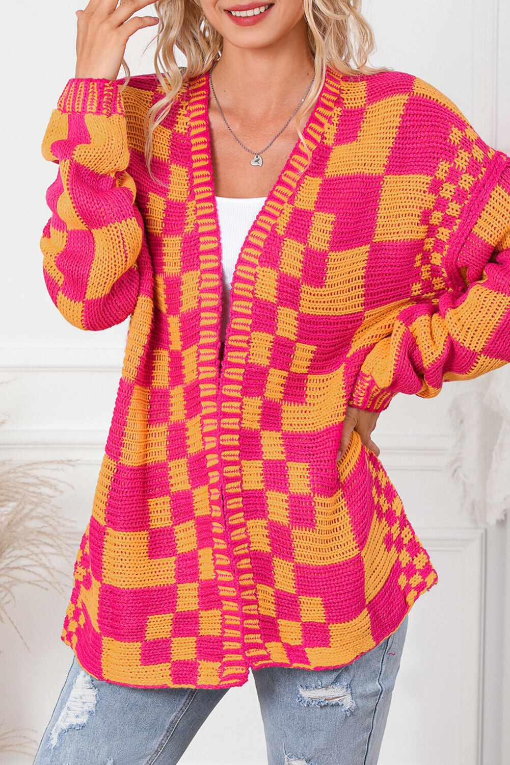 Sunset Checkered Cardigan