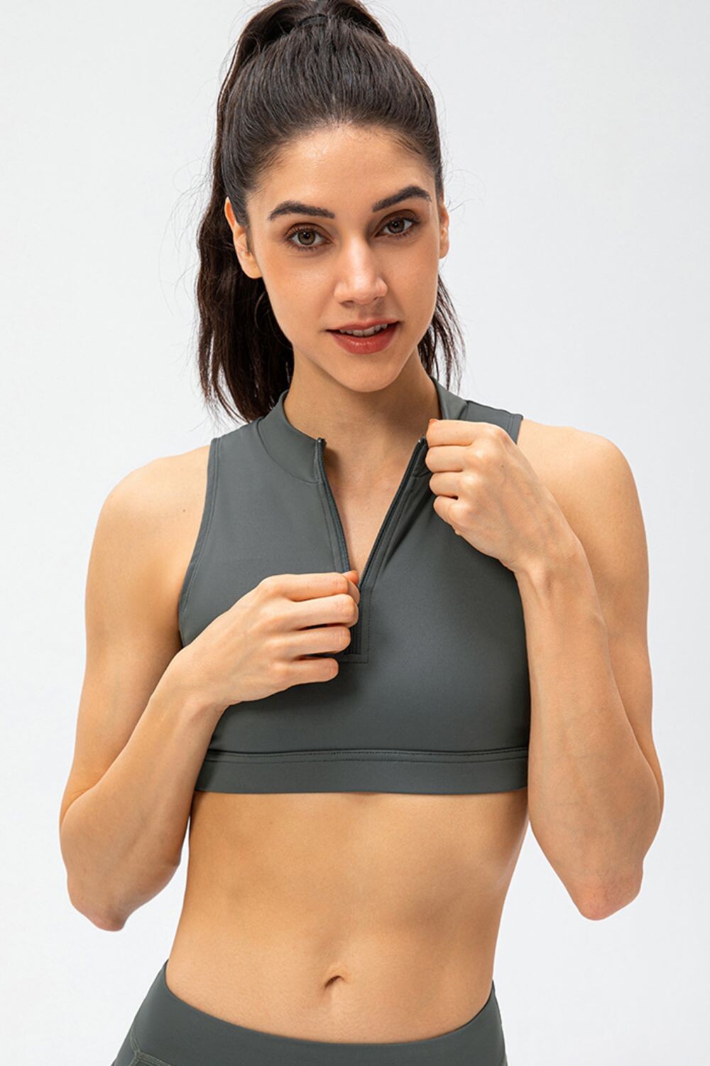 Azure Cutout Zippered Cropped Tank