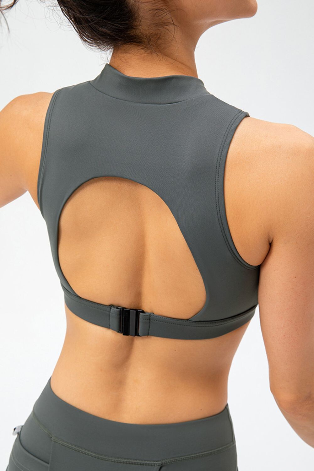 Azure Cutout Zippered Cropped Tank