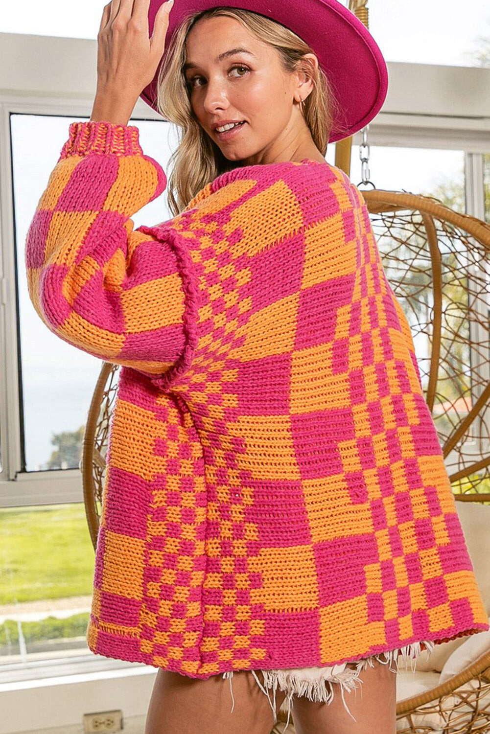 Sunset Checkered Cardigan