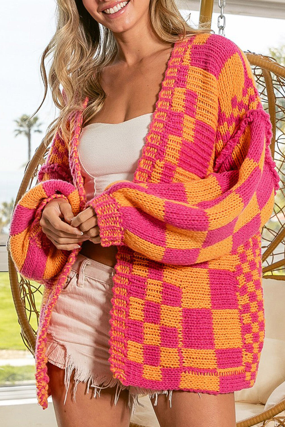 Sunset Checkered Cardigan
