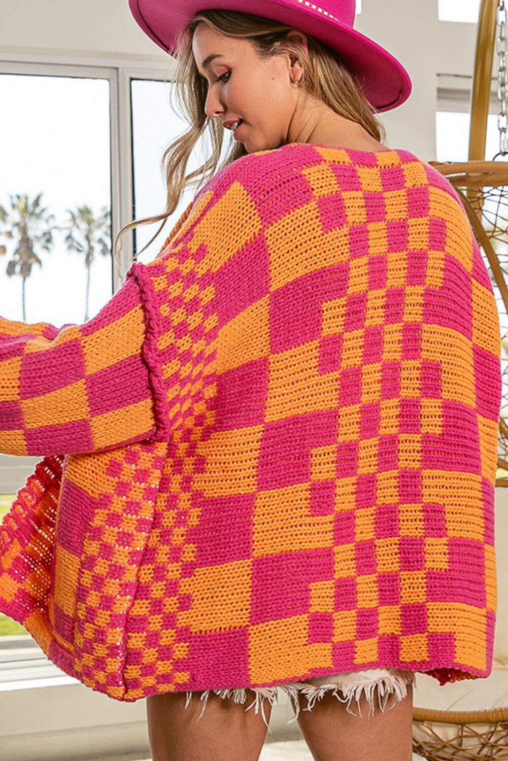Sunset Checkered Cardigan