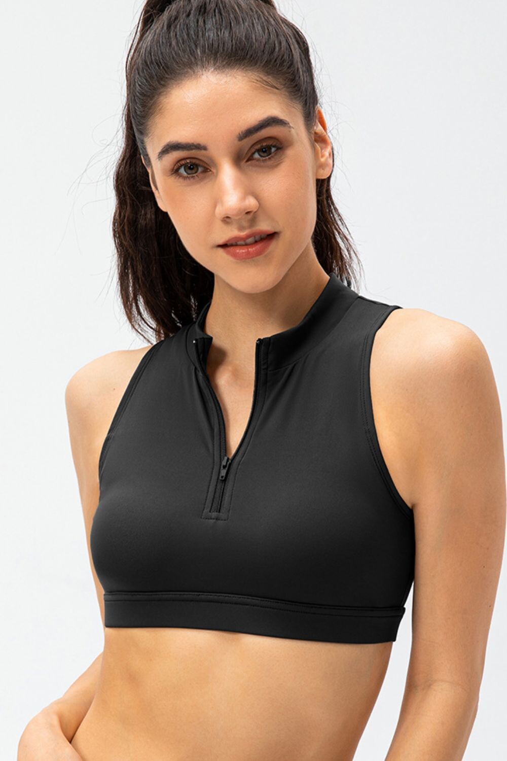 Azure Cutout Zippered Cropped Tank