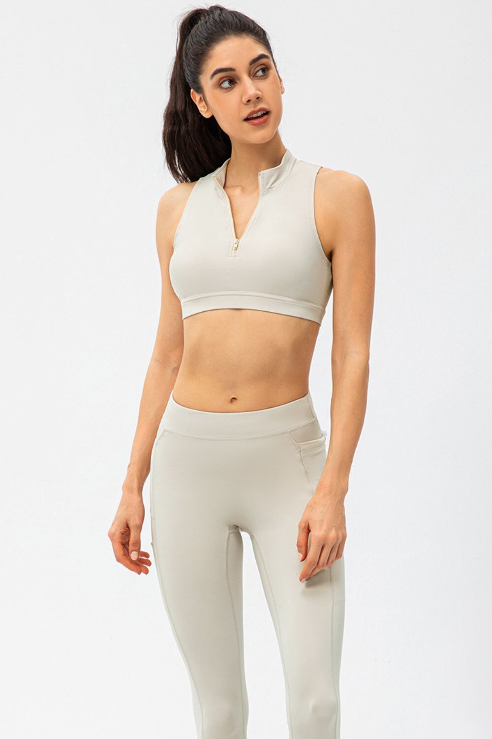 Azure Cutout Zippered Cropped Tank