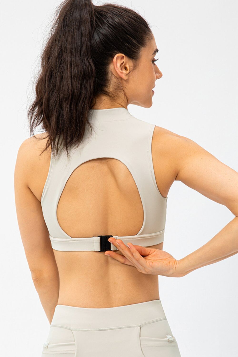 Azure Cutout Zippered Cropped Tank