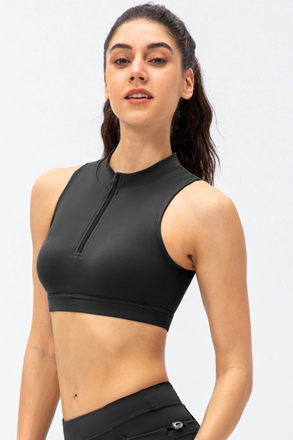 Azure Cutout Zippered Cropped Tank